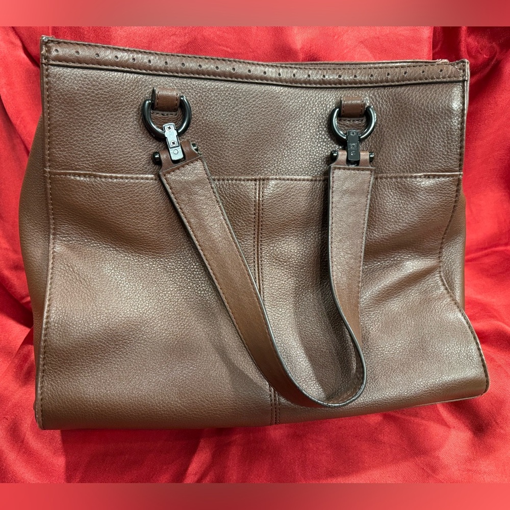 Aimee Kestenberg "Kimberly Shopper" AK7515 Dark Brown Leather Handbag Purse - Picture 7 of 10